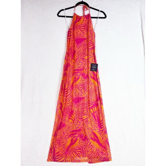 Lulus Camadi Hot Pink Animal Print Mesh Backless Midi Dress Size M NWT - Picture 5 of 9